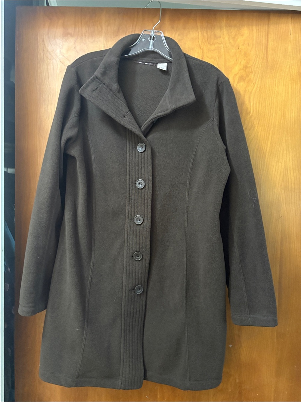 For The Republic Dark Brown Button-Front Trench Coat